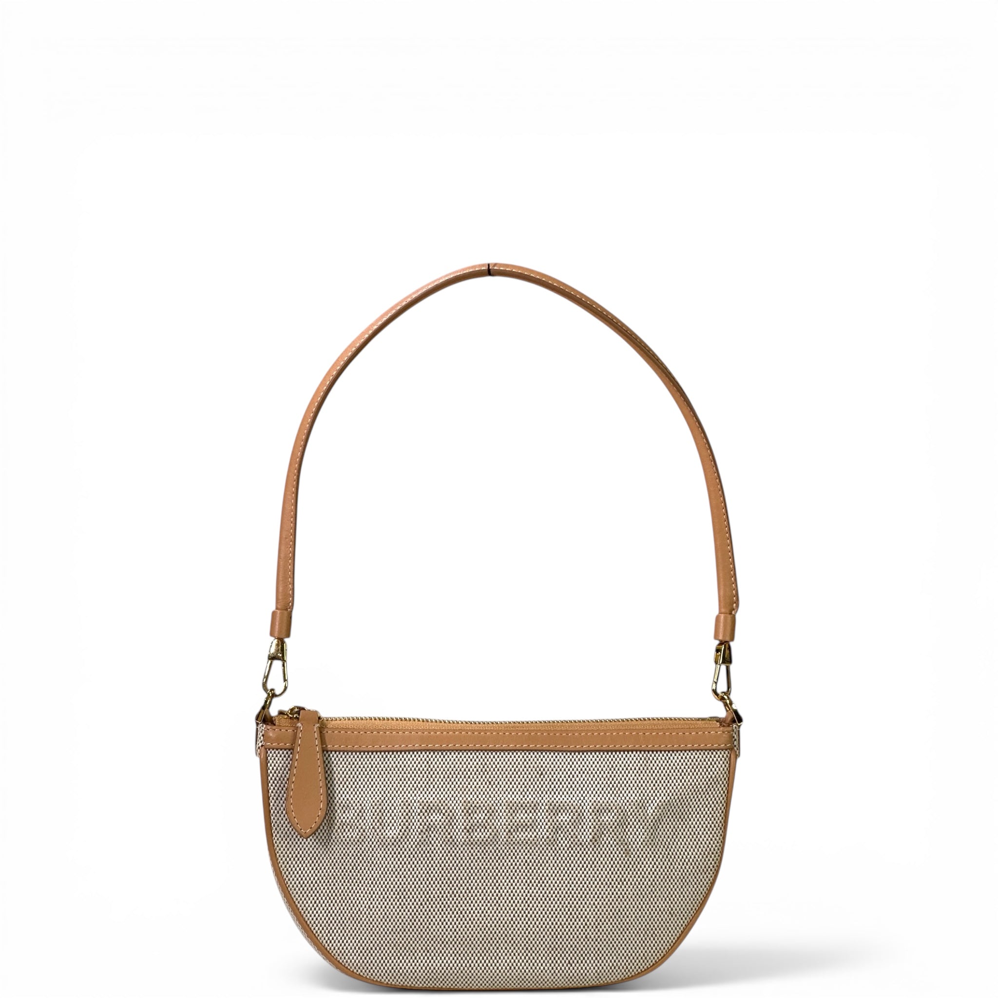 Burberry Olympia Bag Beige/Brown Canvas Leather Trim