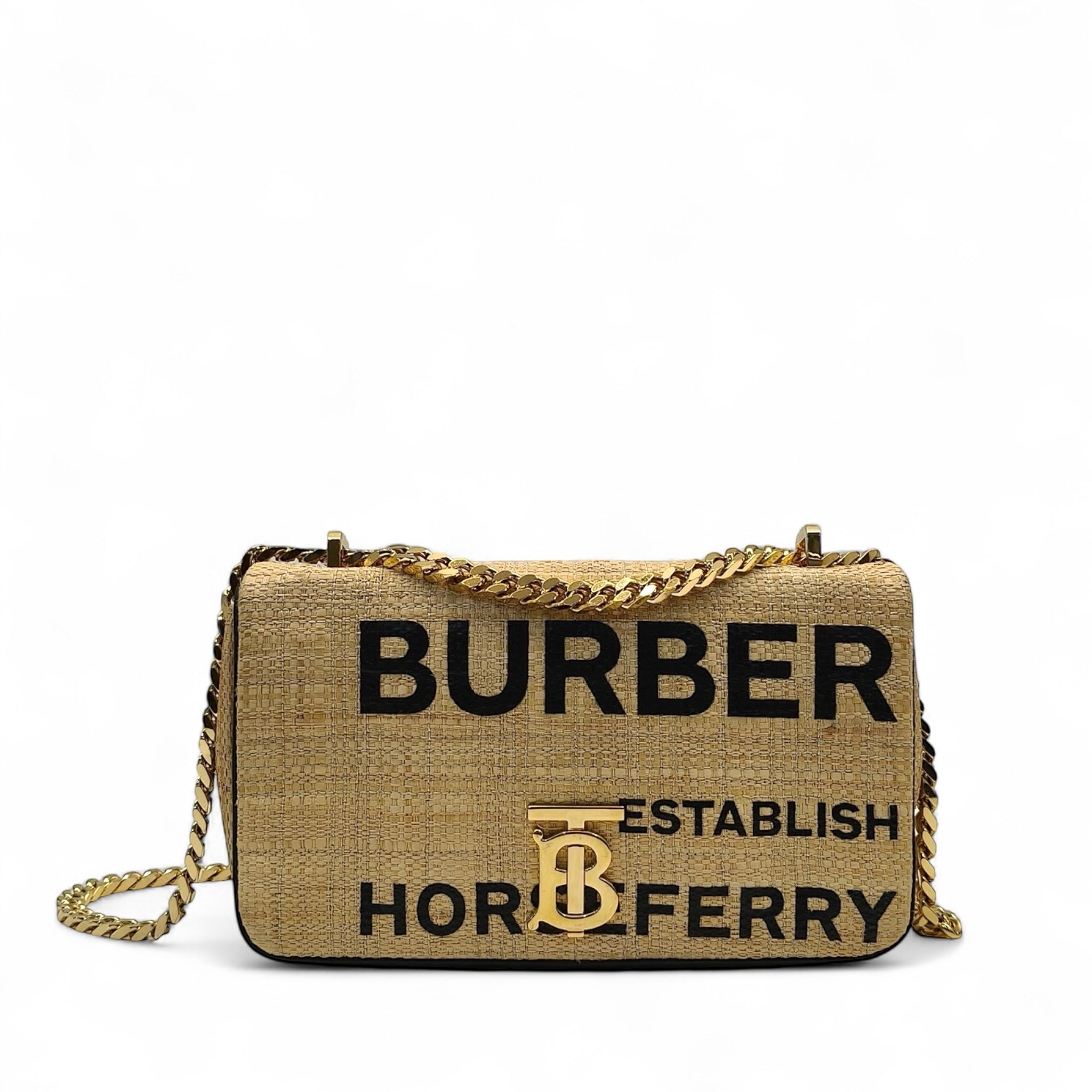 Burberry Lola Raffia Horseferry Shoulder Bag