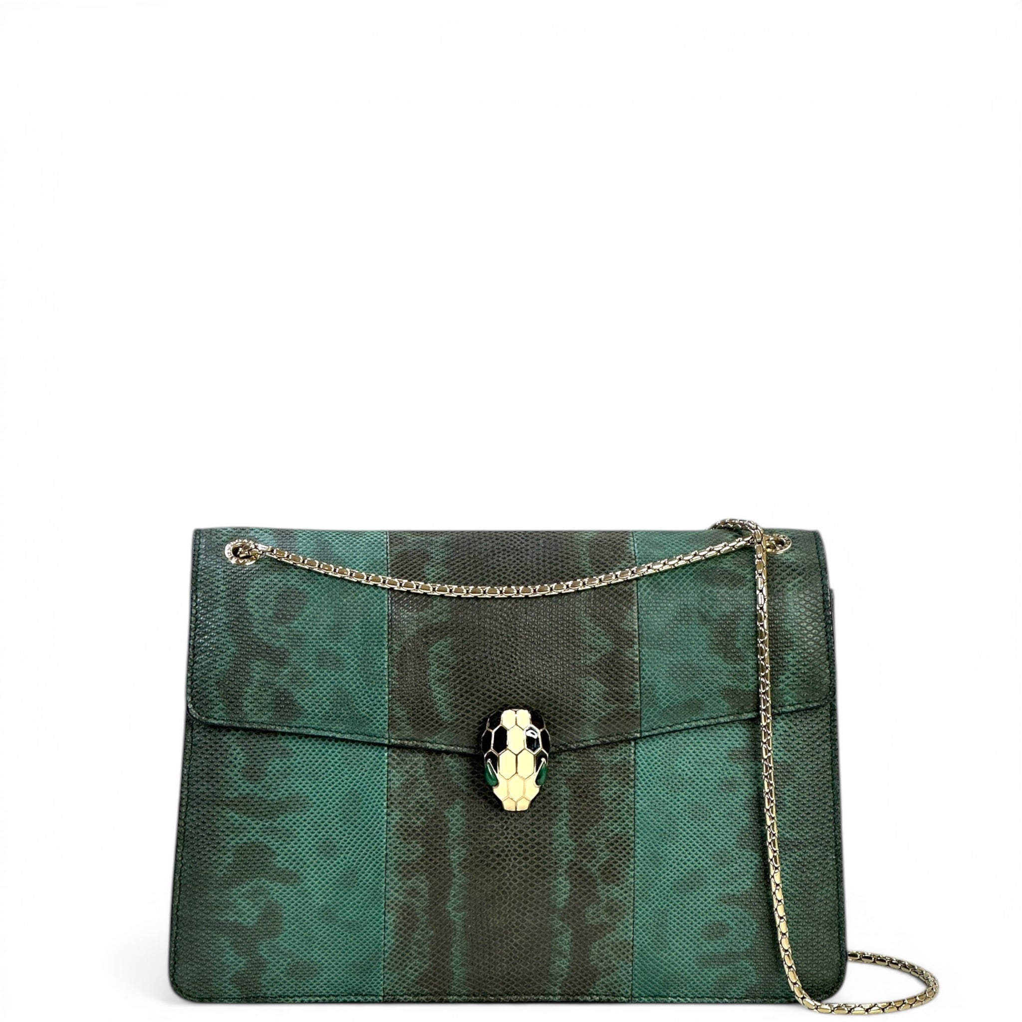 Bvlgari Serpenti Forever Shoulder Bag Green Karung Skin