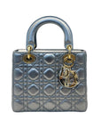 Christian Dior Lady Dior Small Metallic Grey Cannage Bag