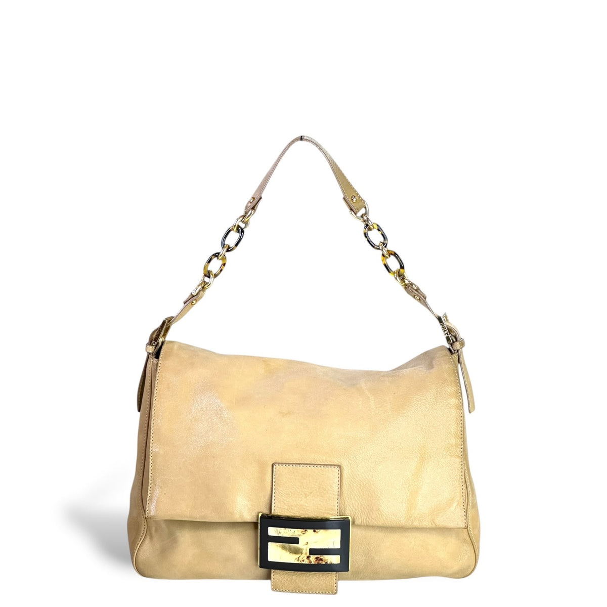 Fendi Mamma Large Beige Leather Baguette