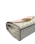Michael Kors White/Pink Signature Coated Canvas And Leather Small Lita Crossbody Bag