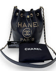 Chanel Deauville Drawstring Bucket Bag Caviar Black