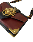 Prada Black/Maroon Leather Animalier Cahier Flap Top Handle Bag