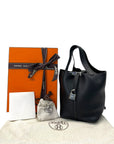 Hermes Picotin Lock 18 Black Clemence Palladium Hardware
