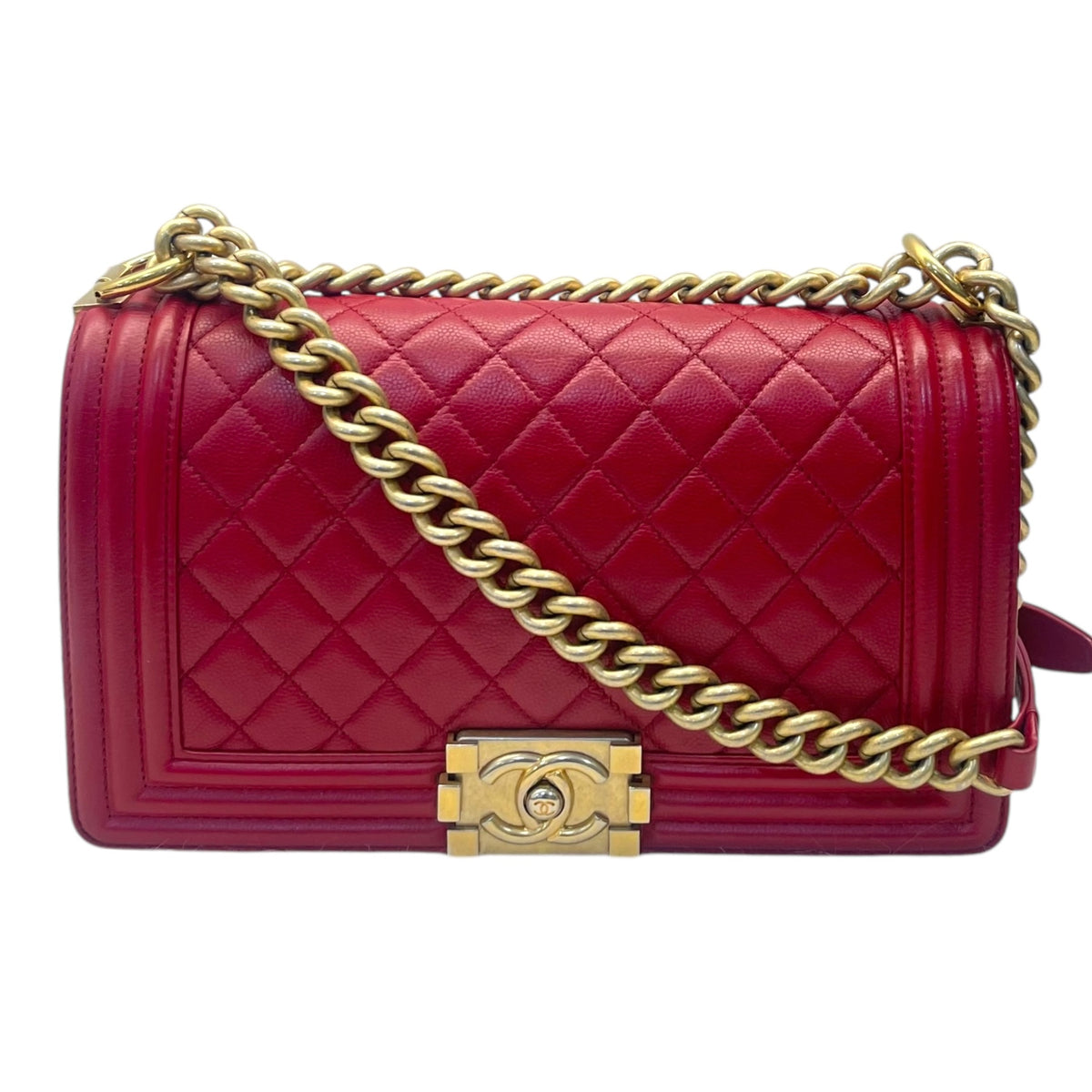 Chanel Boy Flap Bag Medium Lambskin Red
