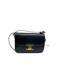 Celine Black Shiny Calf Leather Triomphe Shoulder Bag