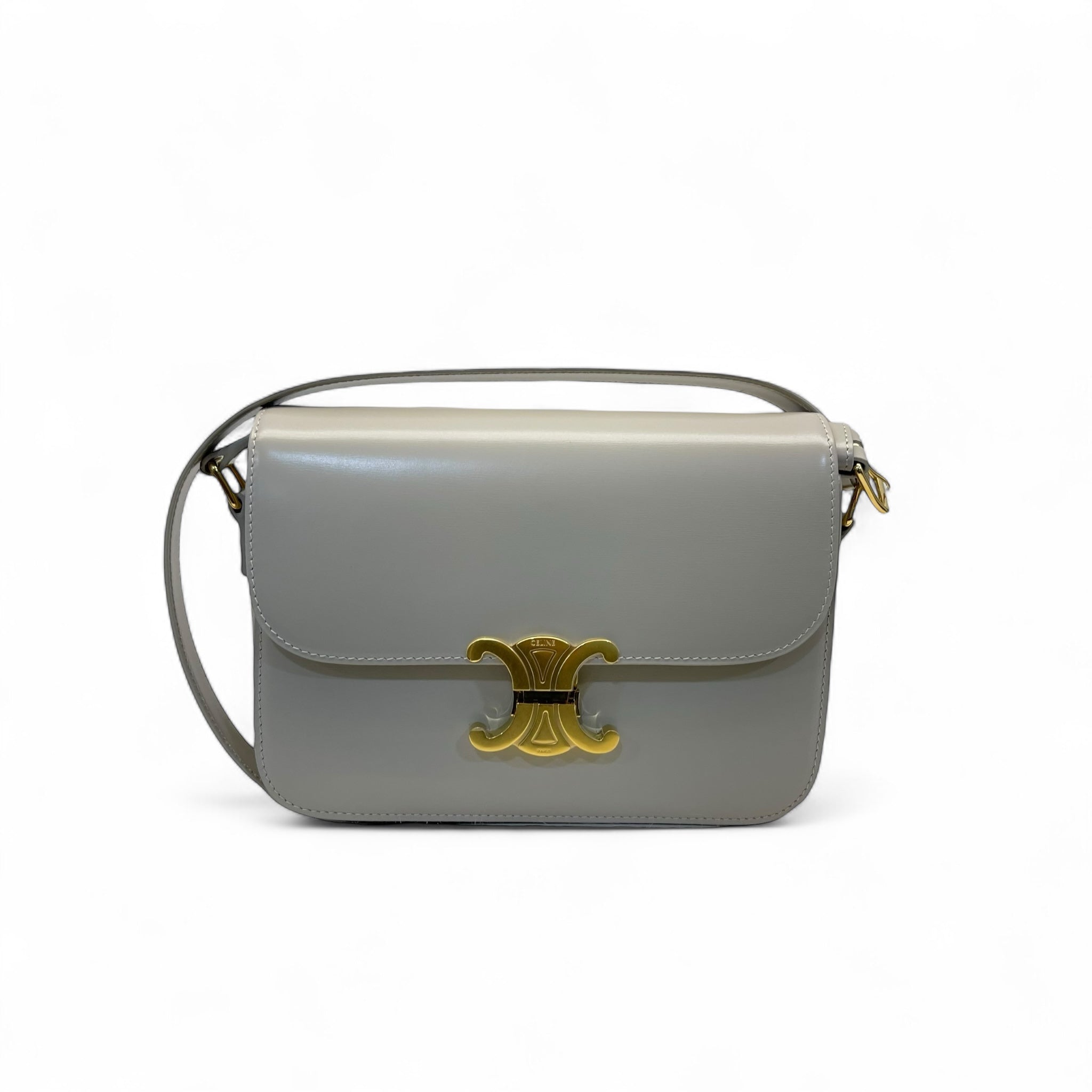 Celine Light Grey Leather Medium Triomphe Bag