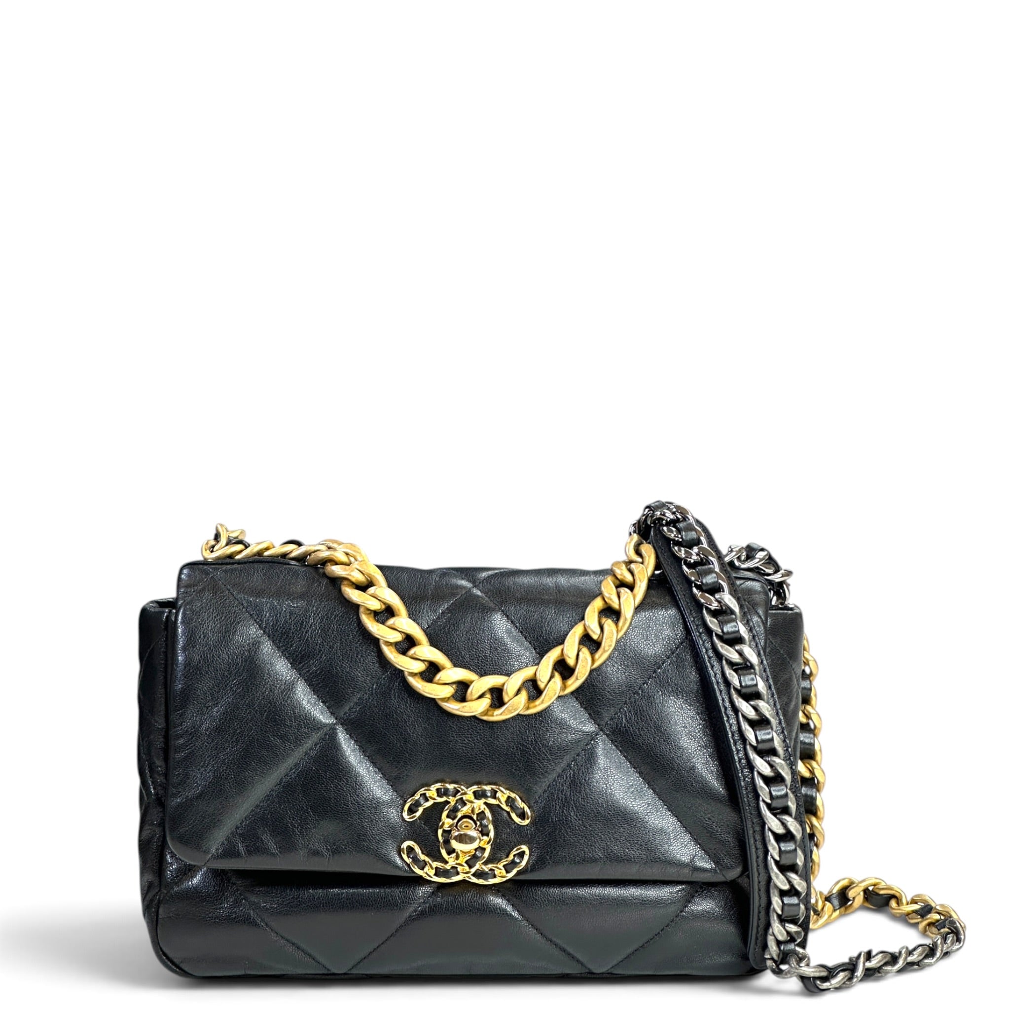 Chanel Black Quilted Leather Bag Lambskin 