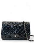 Chanel Black Quilted Patent Leather Large Classic Double Flap Bag
