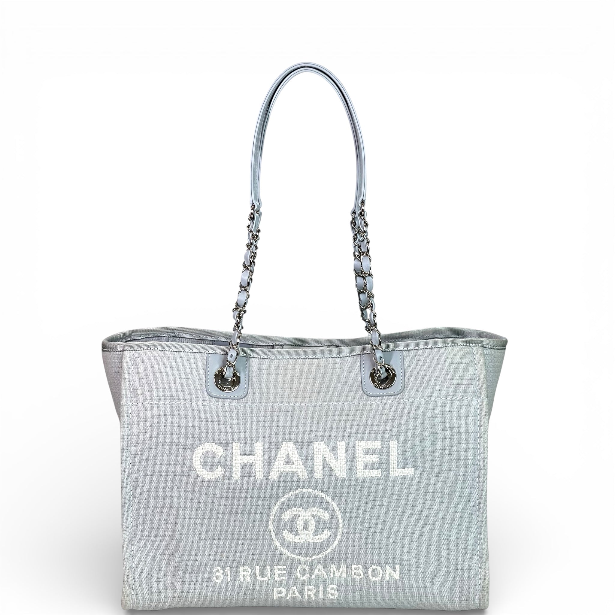 Chanel Deauville Shopper Tote Small Grey Canvas