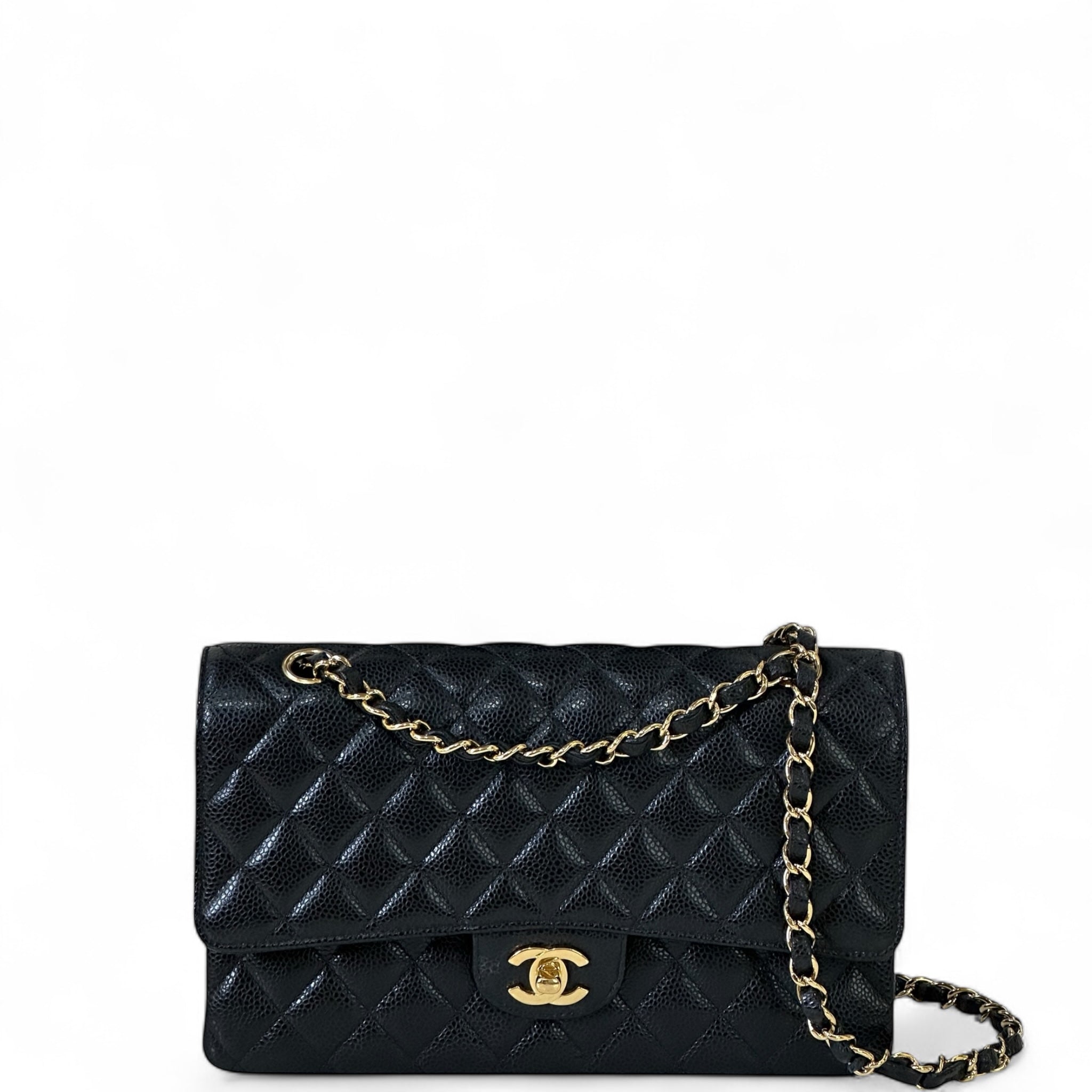Chanel Double Flap Bag Small Black Grained Calfskin