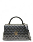 Chanel Grey Caviar Leather Coco Top Handle Bag