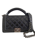 Chanel Midnight Quilted Leather Medium Wild Stitch Chain Boy Top Handle Bag