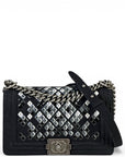 Chanel Mosaic Boy Bag Medium Black Quilted Wool