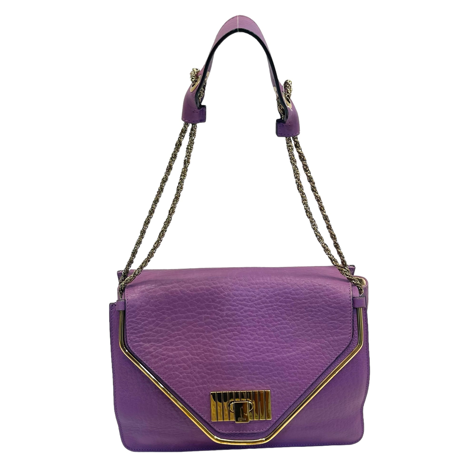 Chloe Purple Leather Medium Sally Flap Shoulder Bag