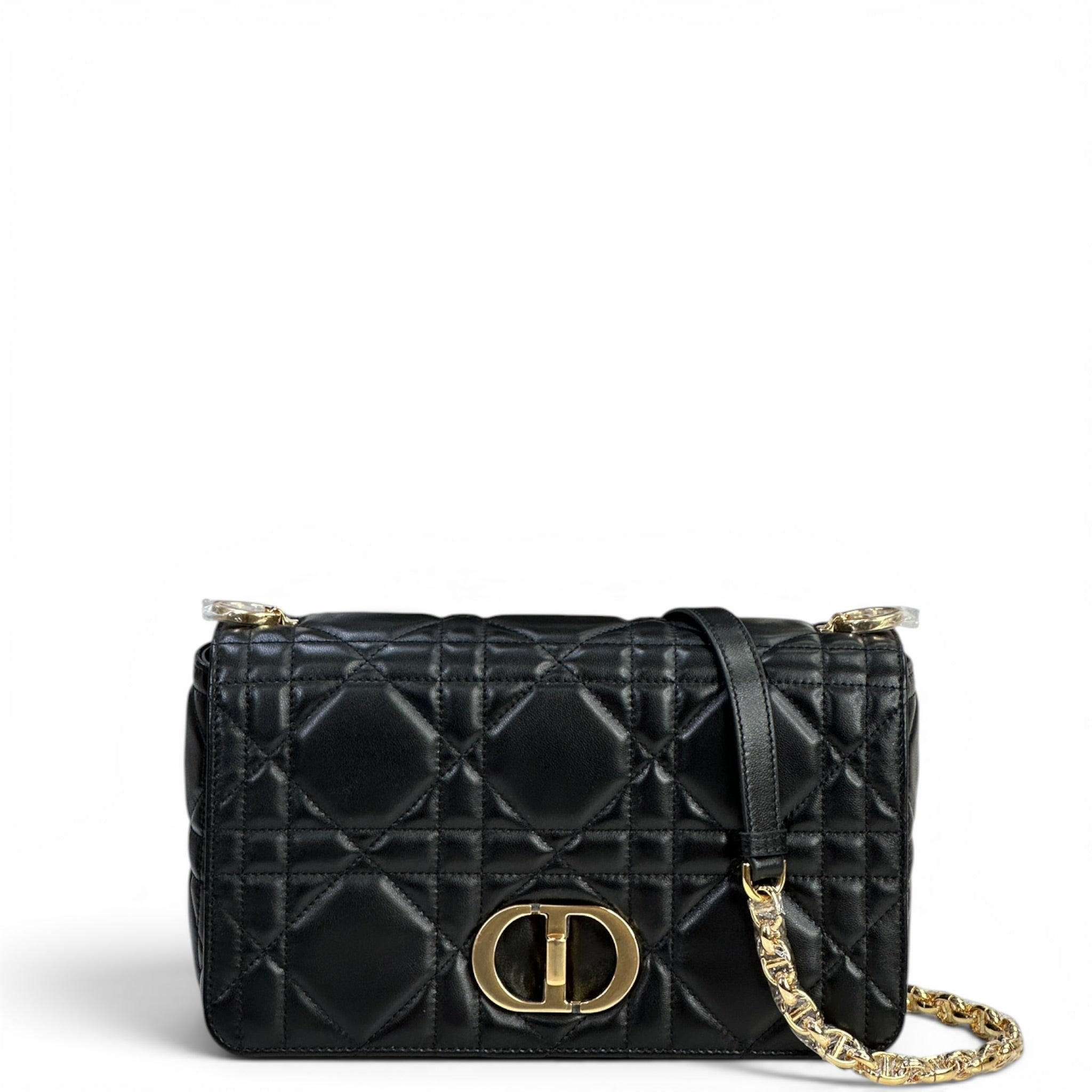 Christian Dior Caro Bag Medium Soft Black Macrocannage Lambskin