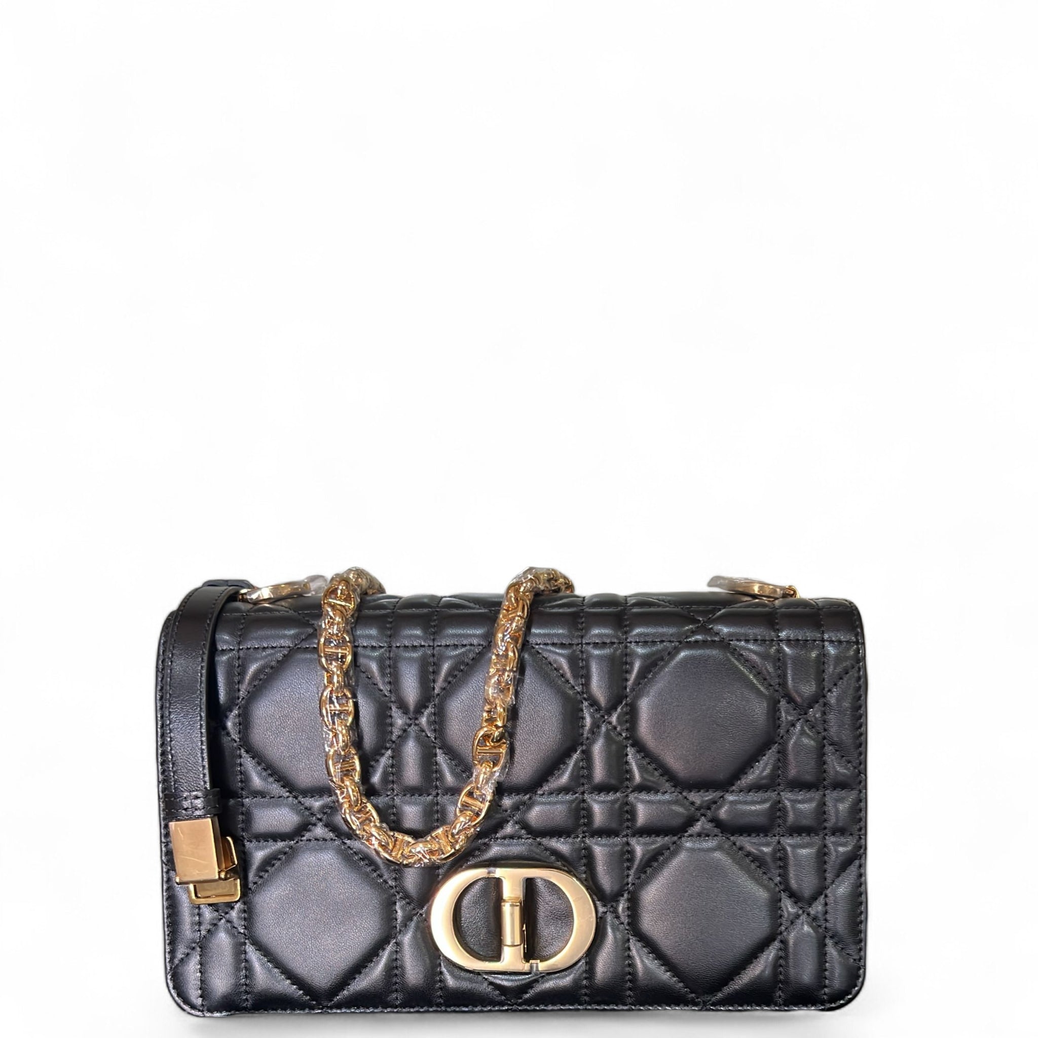 Christian Dior Caro Bag Medium Soft Black Macrocannage Lambskin