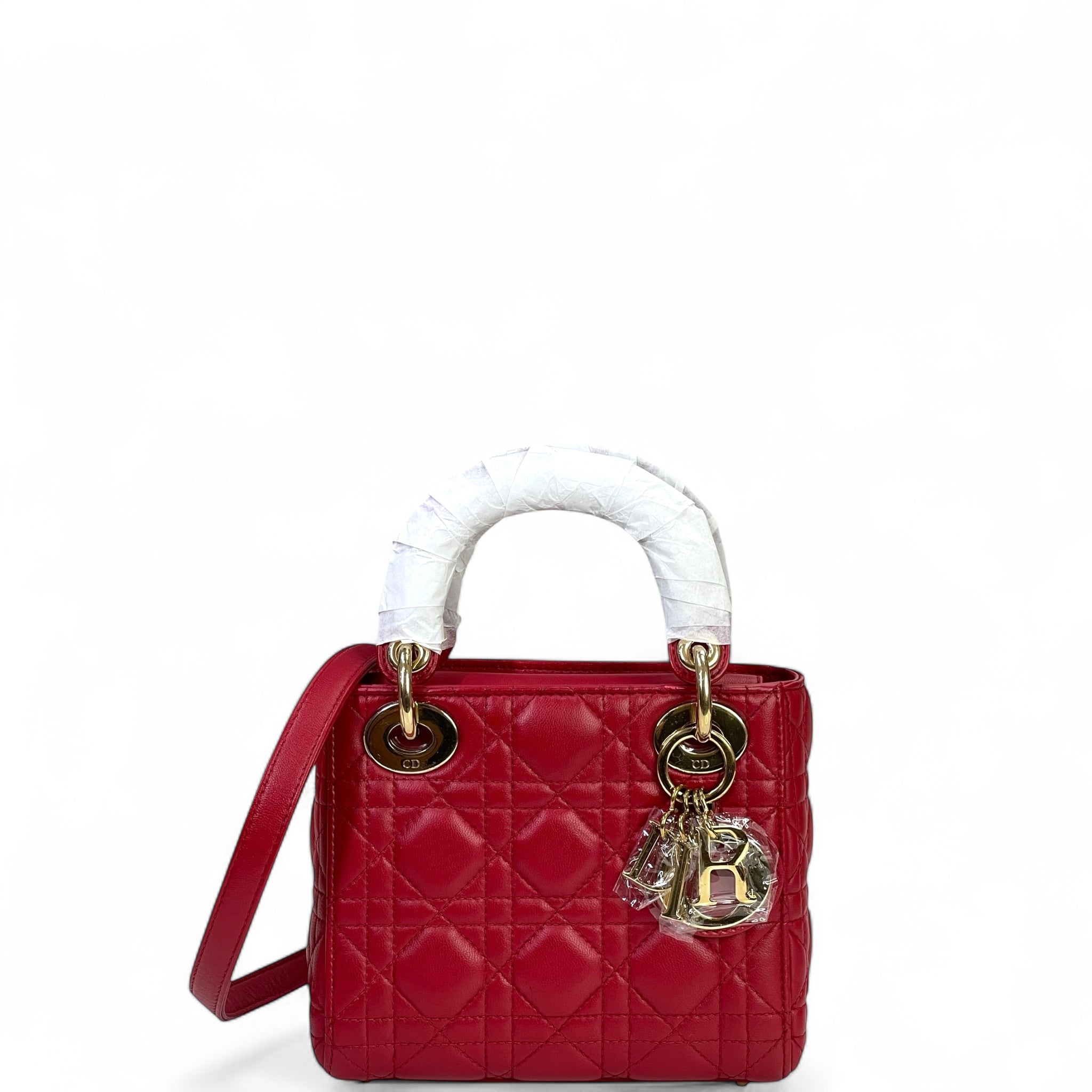 Christian Dior Lady Dior Mini Red Lambskin Cannage