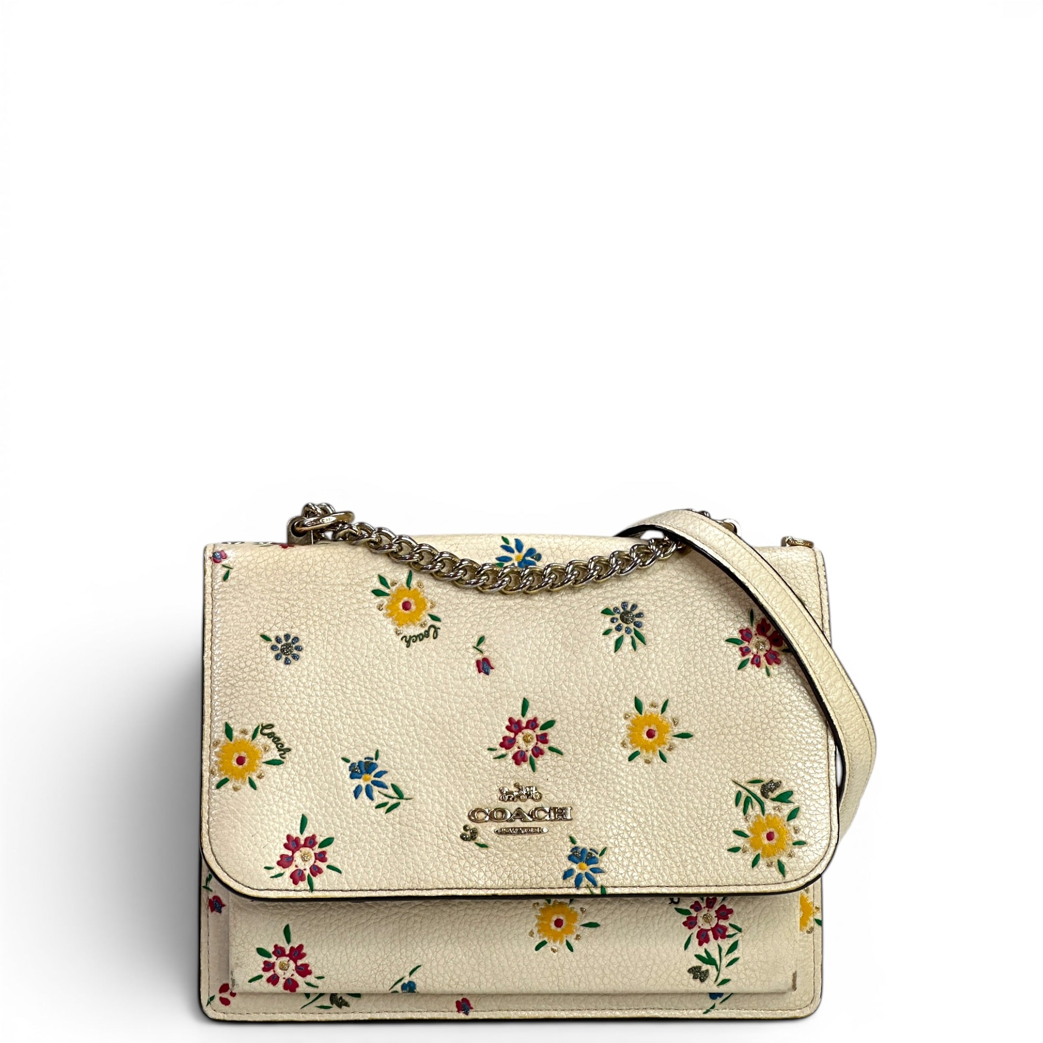 Coach Klare Crossbody Bag White Floral Print Leather