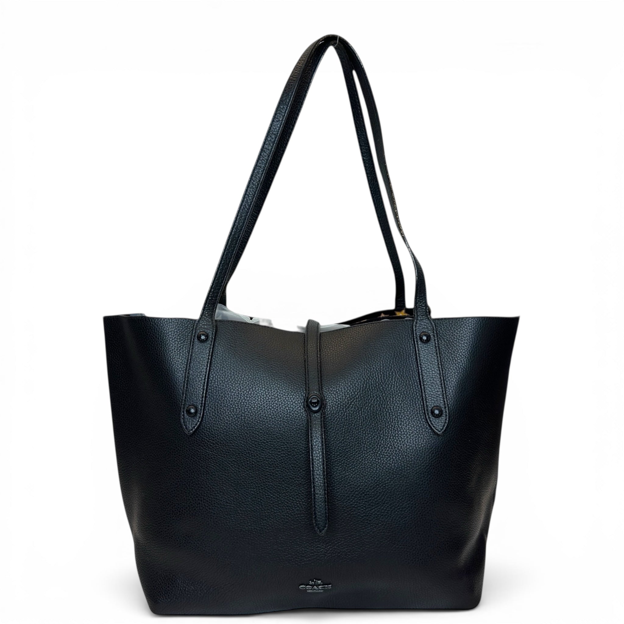 Coach Market Tote Black Polished Pebble Leather