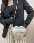 Chanel Heart Bag Metallic Silver Lambskin