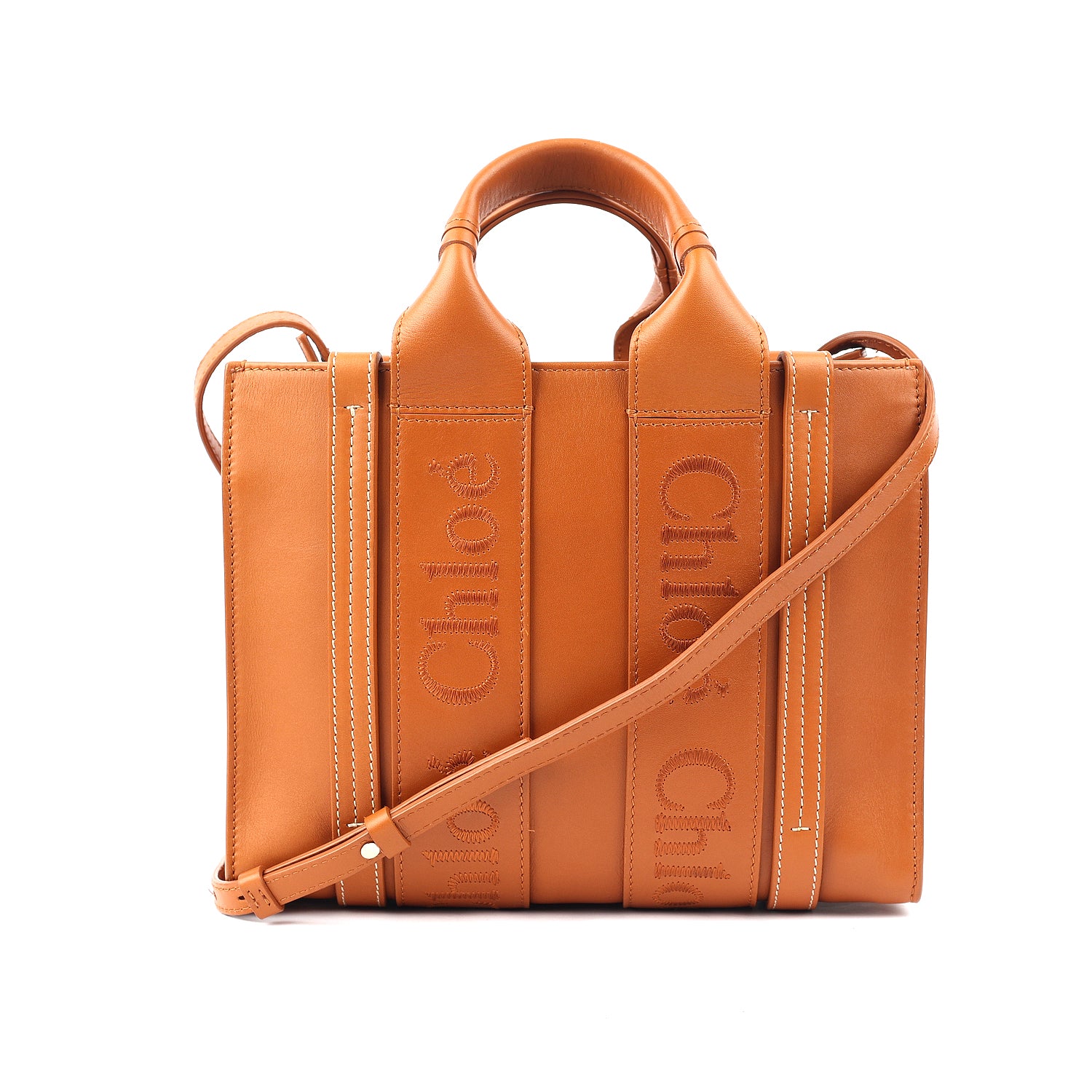 Chloe Calfskin Woody Tote Caramel