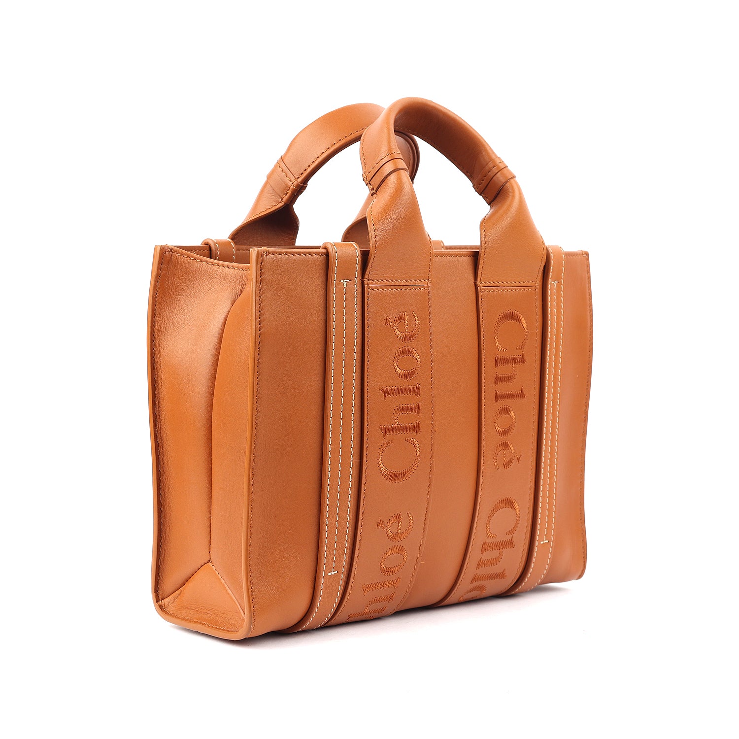 Chloe Calfskin Woody Tote Caramel