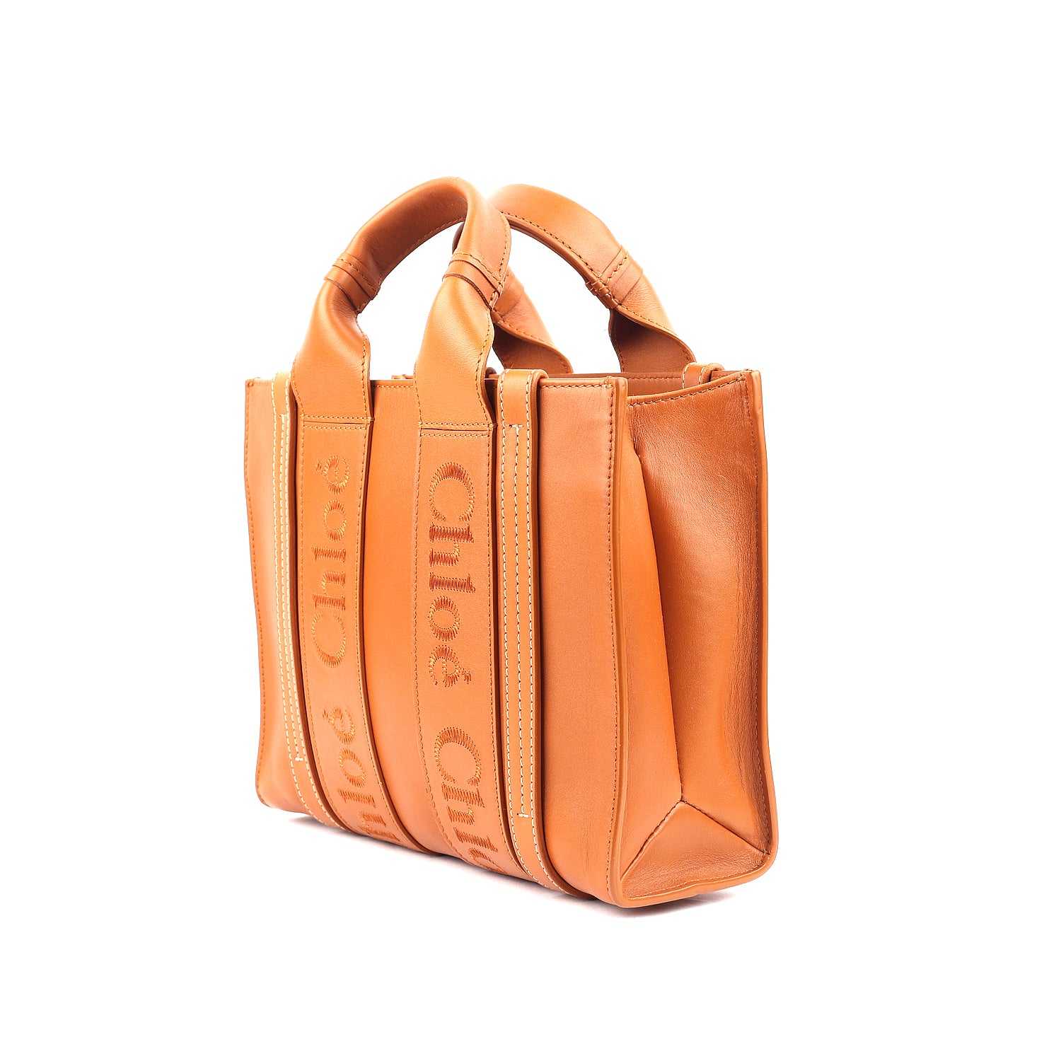 Chloe Calfskin Woody Tote Caramel