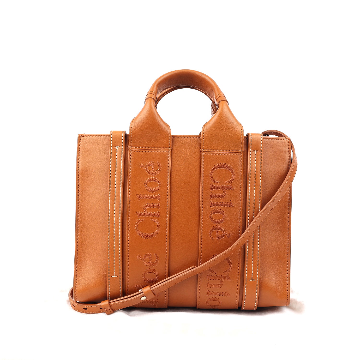 Chloe Calfskin Woody Tote Caramel