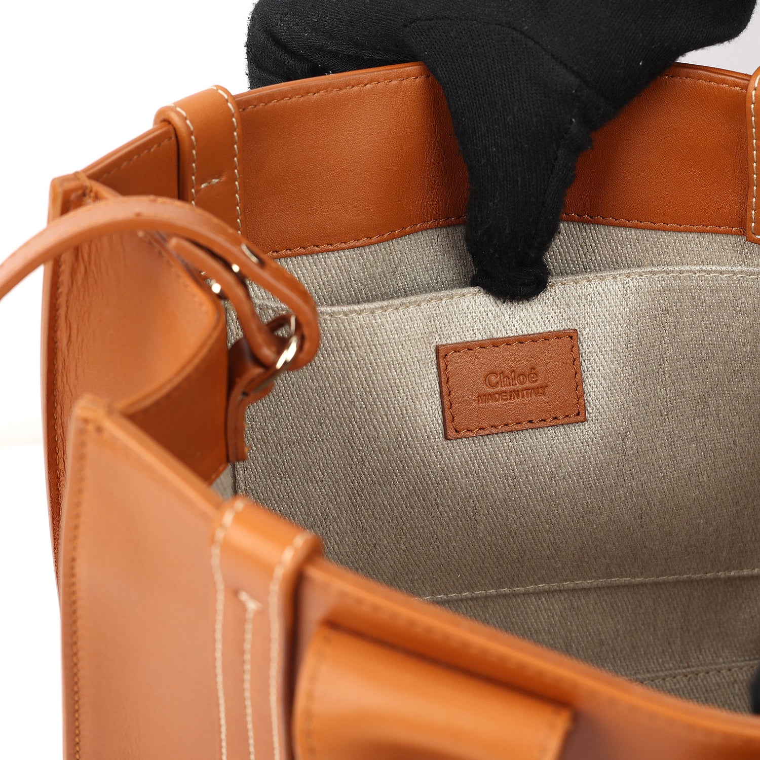 Chloe Calfskin Woody Tote Caramel