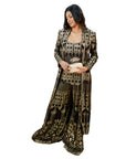 Metallic Sequin Jacket & Slit Pants Suit Set