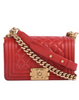 Chanel Boy Bag Small in Lambskin Quilted Flap Red