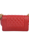 Chanel Boy Bag Small in Lambskin Quilted Flap Red