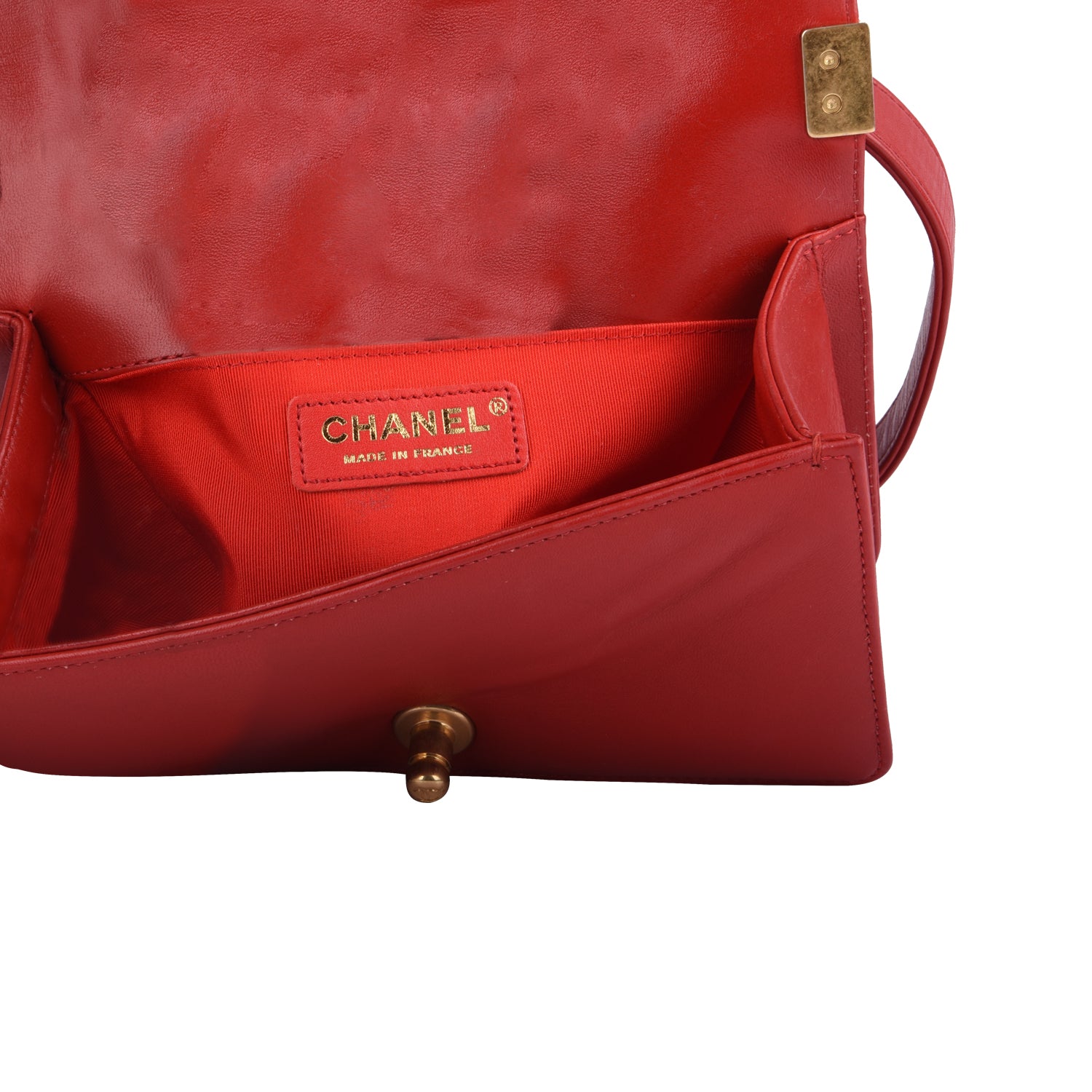 Chanel Boy Bag Small in Lambskin Quilted Flap Red