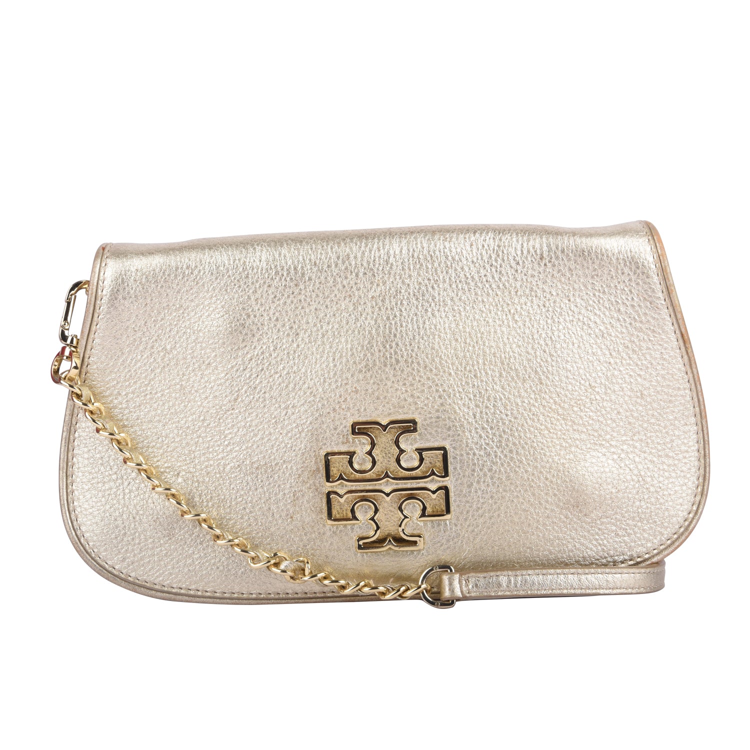 Britten Metallic Gold Leather Clutch