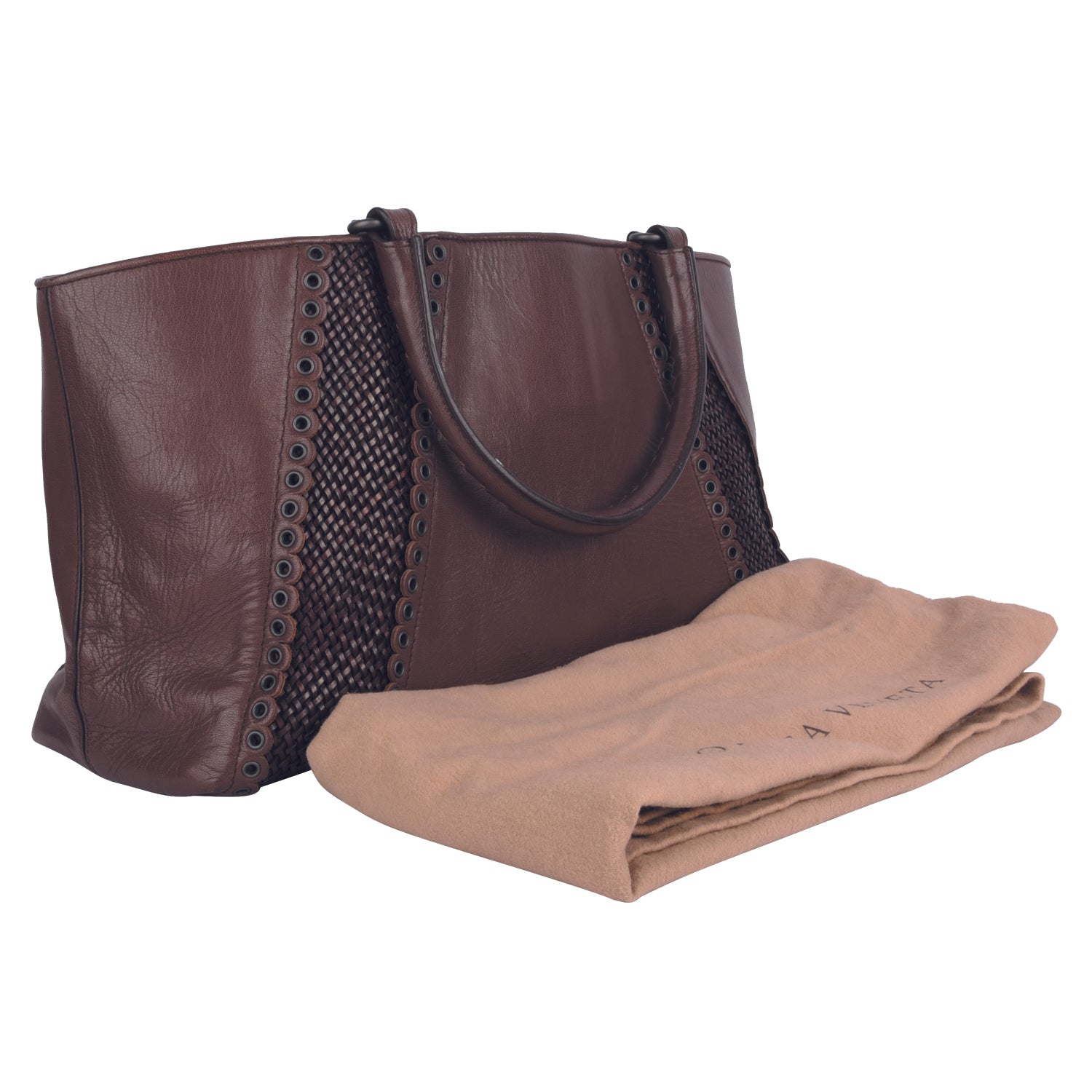 Rugiada Leather Grommet Detail Medium Tote