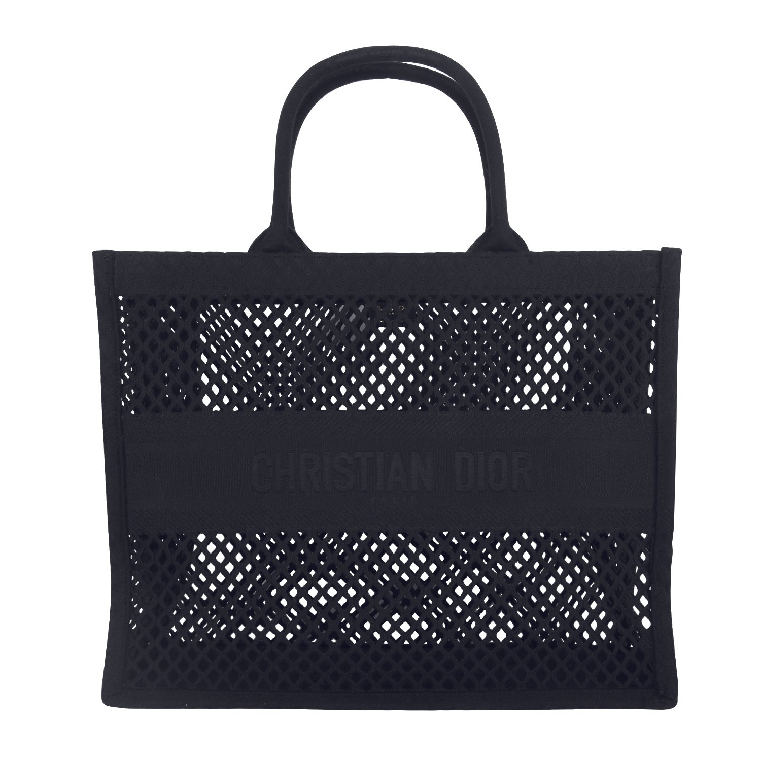 Mesh Embroidered Book Tote Bag