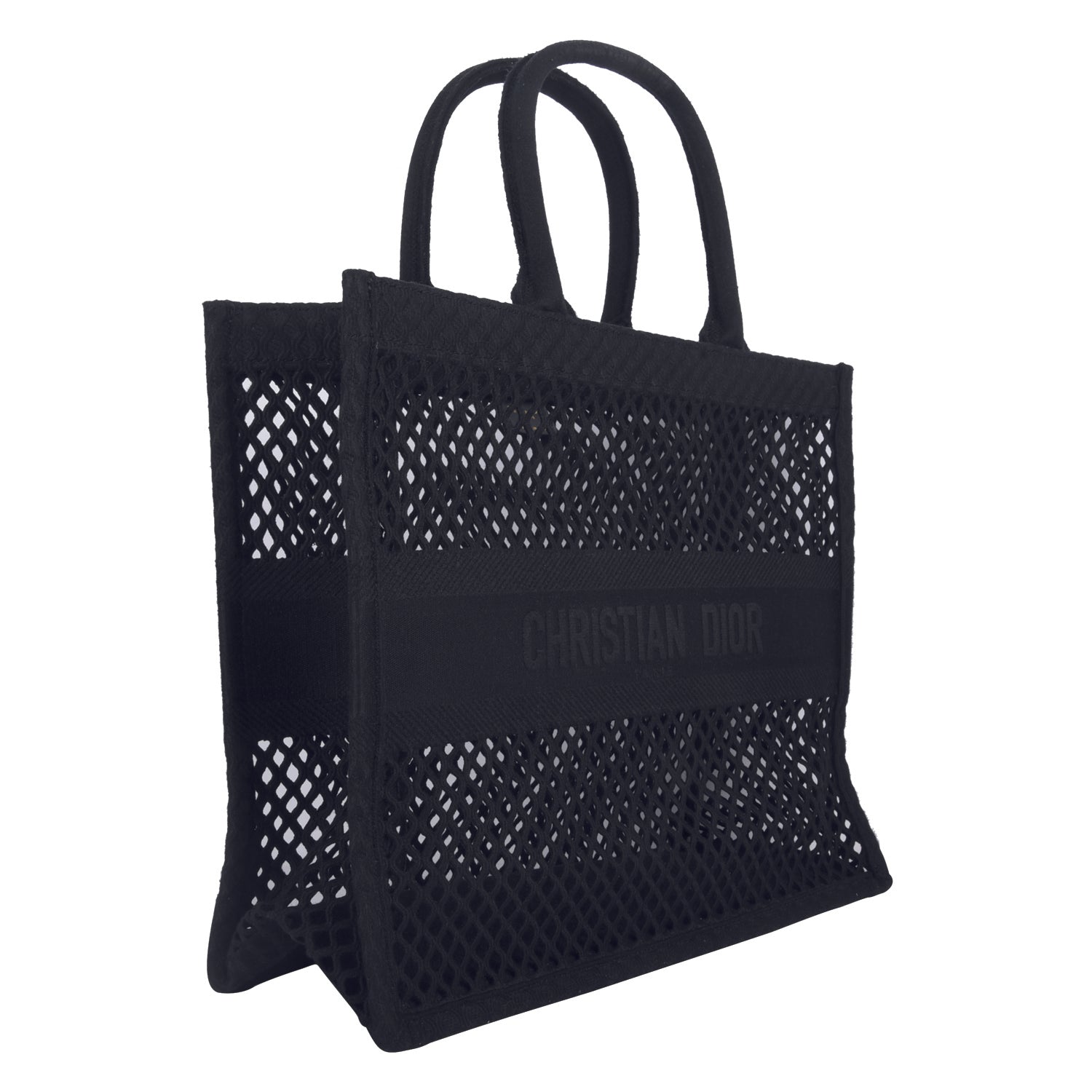 Mesh Embroidered Book Tote Bag