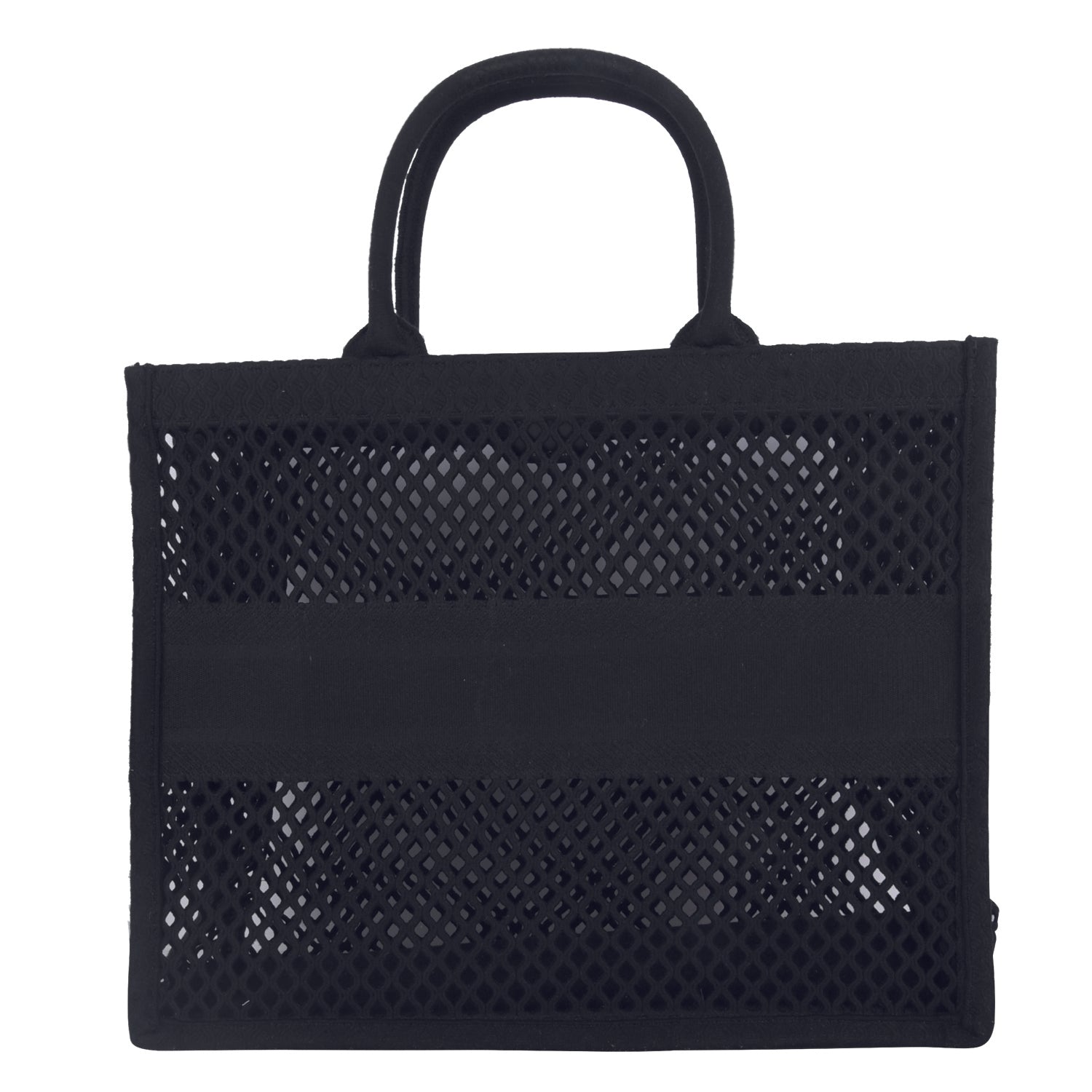Mesh Embroidered Book Tote Bag