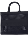Mesh Embroidered Book Tote Bag