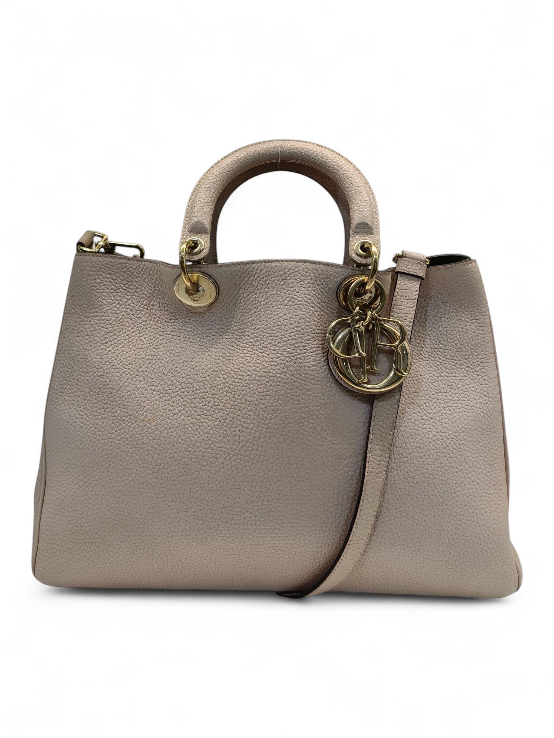 Dior Beige Diorissimo Leather Medium Shopper Tote Bag