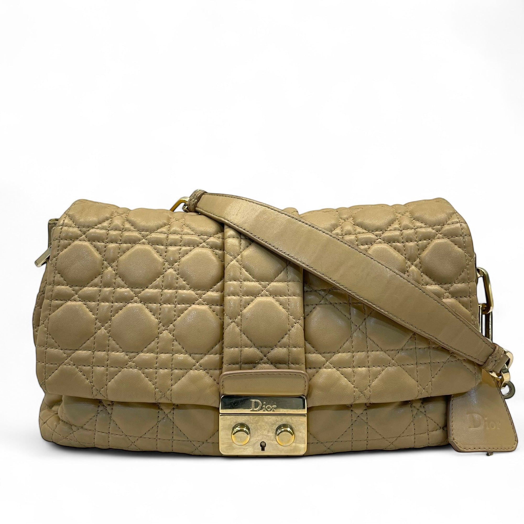 Dior Beige Quilted Leather Large Miss Dior Flap Bag