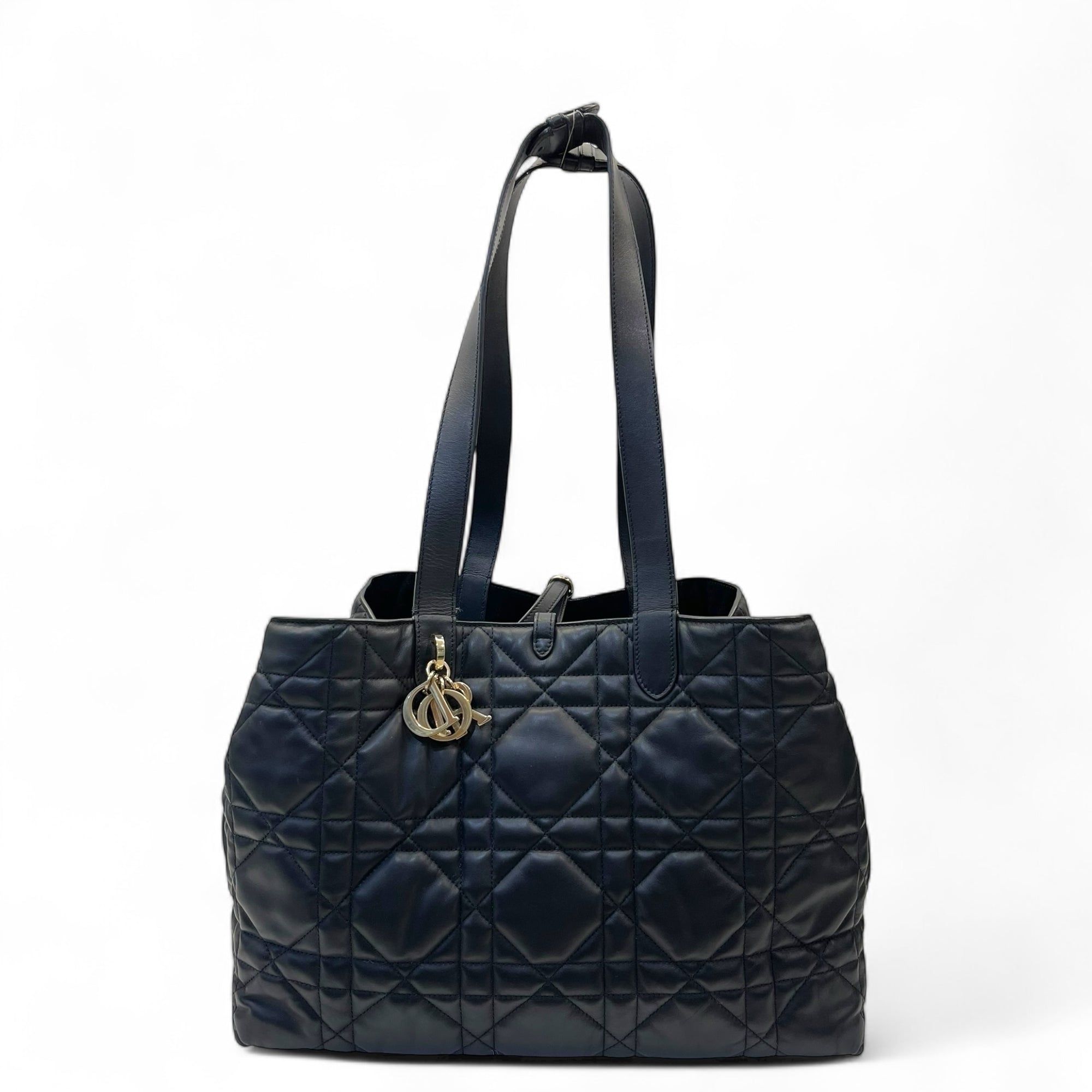 Dior Black Calf Leather Macrocannage To Jules Large Tote Bag