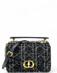 Dior Jolie Top Handle Bag Black Tweed/White Cannage Motif