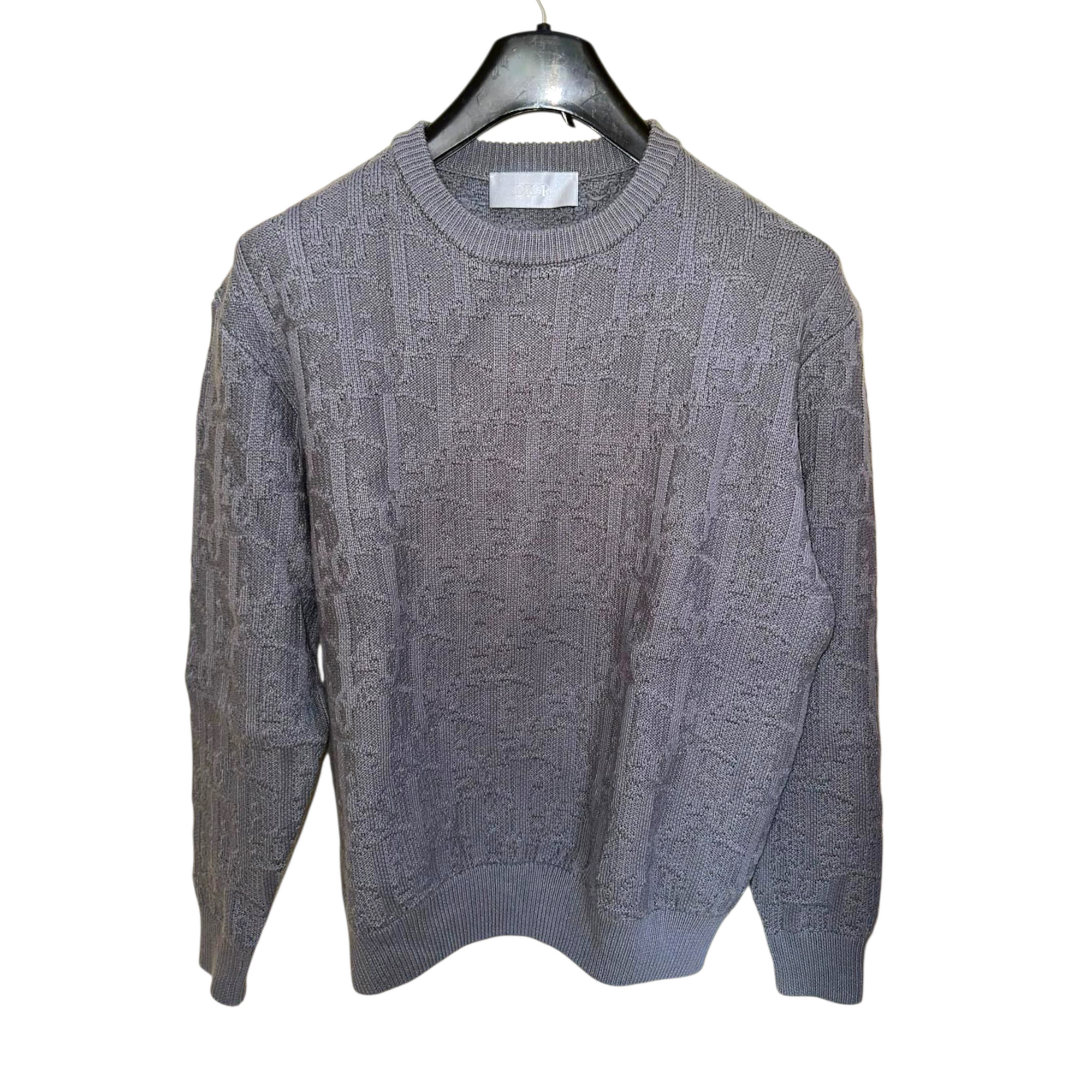 Dior Men Dior Oblique Grey Cotton-Blend Jacquard Sweater S