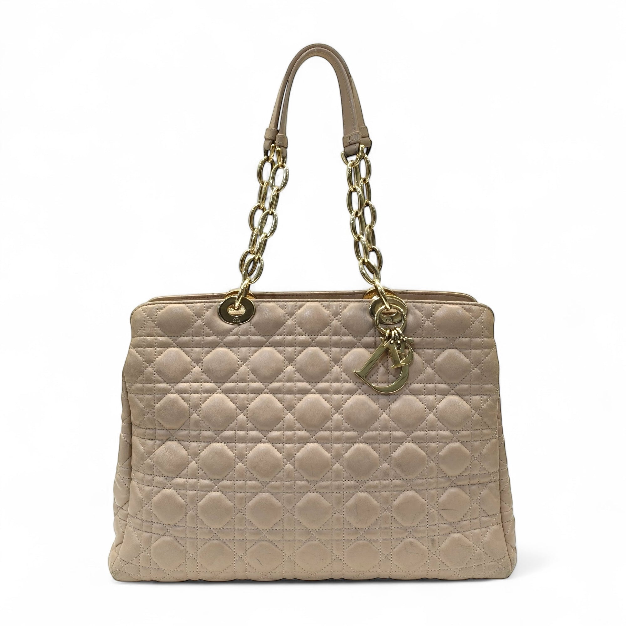 Dior Pink Cannage Quilted Soft Leather Medium Shopping Tote Bag