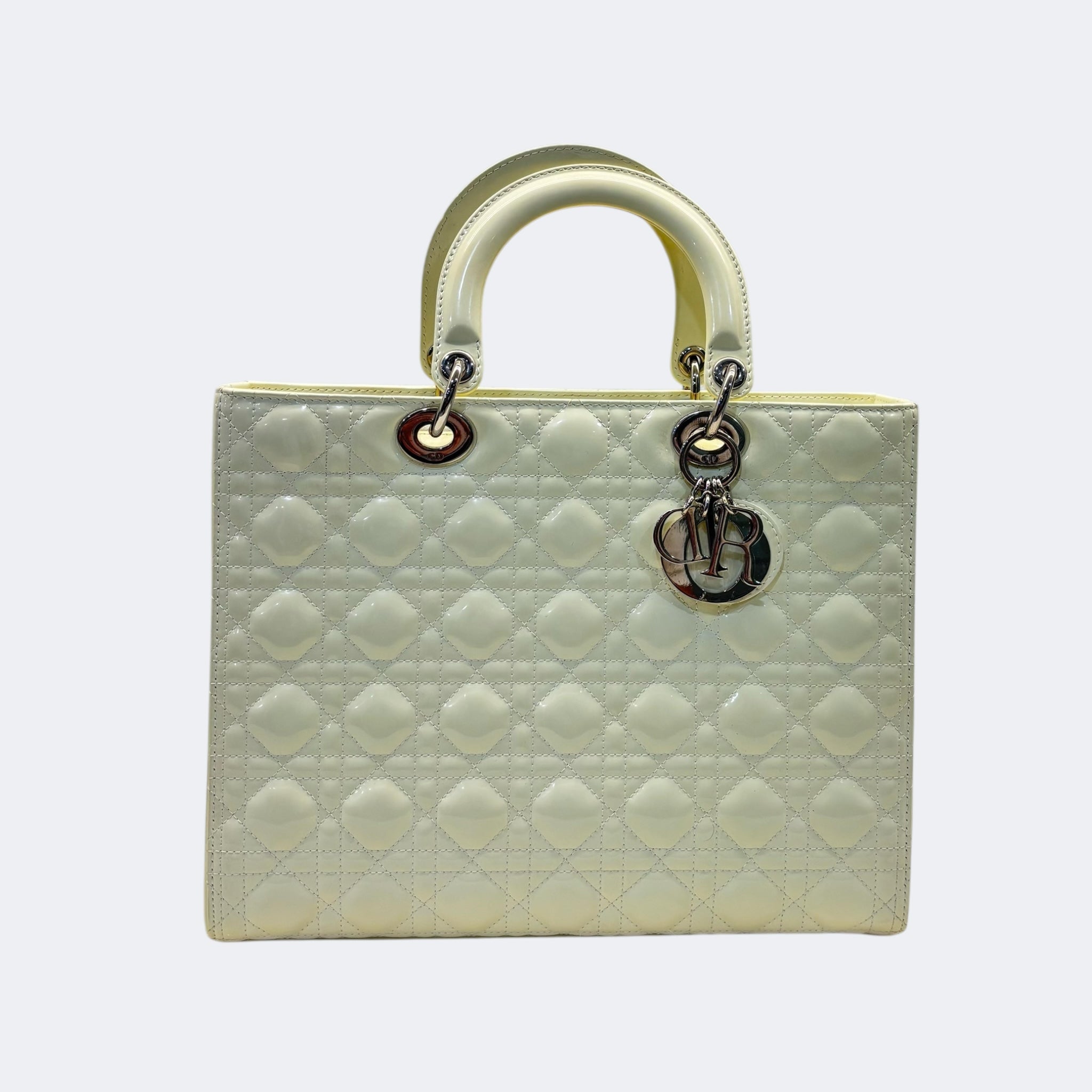 Dior White Cannage Leather Large Lady Dior Tote