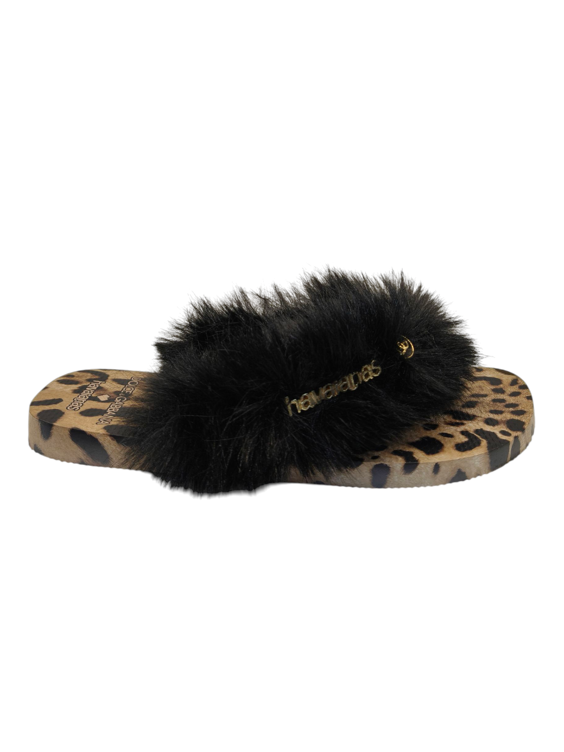 Dolce & Gabbana X Havaianas Leopard Print Faux Fur Flip Flops EU 37