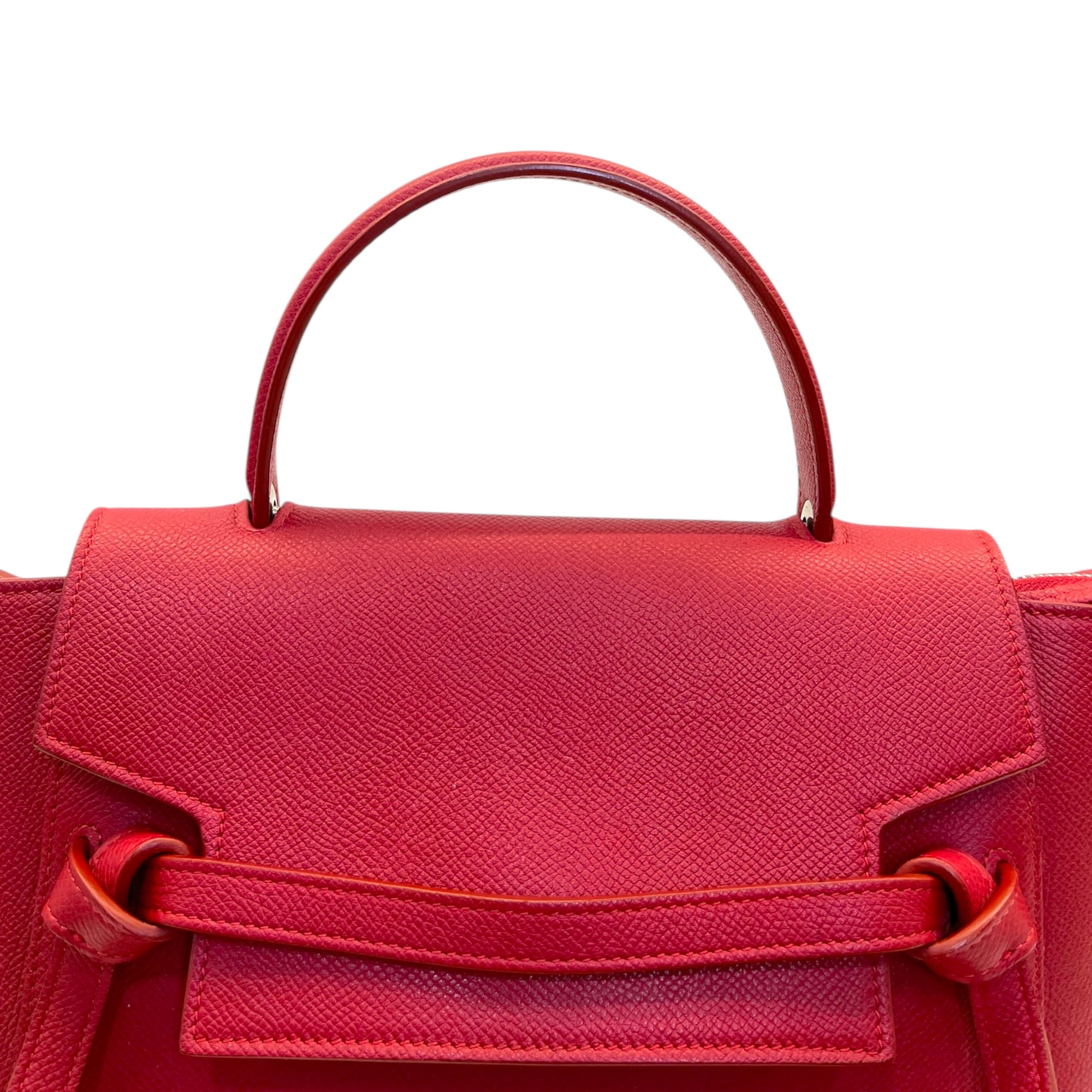 Celine Red Micro Leather Belt Top Handle Bag
